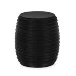 BENSON Matt Black Fibrestone Stool with ribbed edges and a sleek, smooth finish.