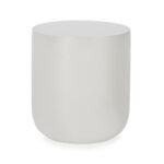 ORMSBY Matt White Circular Fibrestone Stool with a smooth finish and minimalist design.