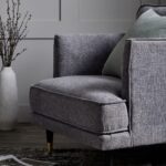 Hampton Grey Large Armchair with sleek grey fabric and oversized comfort. Shop now at www.louisandhenry.co.uk.