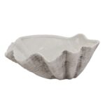 Adele Large Ceramic Shell Bowl with a multi-textural finish, designed as a watertight, oversized clam shell for decorative and functional use.