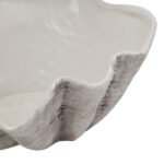 Adele Large Ceramic Shell Bowl with a multi-textural finish, designed as a watertight, oversized clam shell for decorative and functional use.