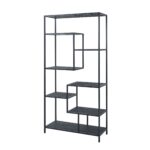 Large Black Multi Shelf Unit featuring 7 shelves with sleek black metal framework for contemporary home styling and accessory display. Shop now at www.louisandhenry.co.uk