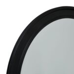 Large round black wood framed mirror ideal for modern, minimalist, and industrial interiors.