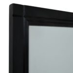 Extra-large black wood windowpane-style mirror ideal for enhancing light and space in modern and industrial interiors.