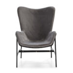 CLIFTON Grey Velvet Lounge Chair with a high back, black metal legs, and soft velvet upholstery in deep grey.