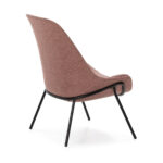 SWAINSTON Modern Lounge Chair in dusty rose with a high back, sleek black metal legs, and a wide cushioned seat.