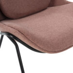 SWAINSTON Modern Lounge Chair in dusty rose with a high back, sleek black metal legs, and a wide cushioned seat.