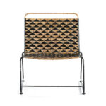 HAWTHORNE Wicker Chair with a natural and black woven wicker seat and black metal sled base, perfect for mid-century modern or bohemian decor.