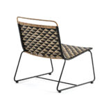 HAWTHORNE Wicker Chair with a natural and black woven wicker seat and black metal sled base, perfect for mid-century modern or bohemian decor.