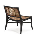 GLENWOOD Black Rattan Armchair with natural woven seat and backrest, black frame.