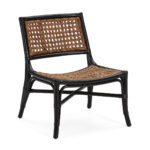 GLENWOOD Black Rattan Armchair with natural woven seat and backrest, black frame. Shop now at www.louisandhenry.co.uk