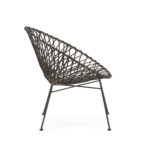 ORWELL Natural Wicker Bowl Chair with a dark gray woven seat and black metal frame, blending mid-century modern design with contemporary aesthetics.