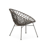 ORWELL Natural Wicker Bowl Chair with a dark gray woven seat and black metal frame, blending mid-century modern design with contemporary aesthetics.