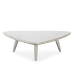 CÉCILE Medium Grey Cedar Wood Coffee Table with triangular design and grey finish, perfect for modern interiors. Shop now at Louis & Henry. www.louisandhenry.co.uk