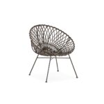 ORWELL Natural Wicker Bowl Chair with a dark gray woven seat and black metal frame, blending mid-century modern design with contemporary aesthetics.