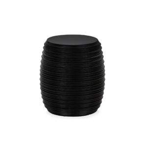 BENSON Matt Black Fibrestone Stool with ribbed edges and a sleek, smooth finish.