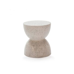 NETHERTON White Terrazzo Stool with an hourglass shape and intricate terrazzo patterns of marble, granite, quartz, and glass chips. www.louisandhenry.co.uk