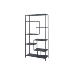 Large Black Multi Shelf Unit featuring 7 shelves with sleek black metal framework for contemporary home styling and accessory display.