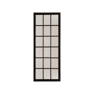 Tall Black Wooden Window Mirror with a windowpane design, adding depth and elegance to home interiors.