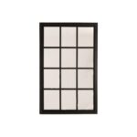 Black wooden windowpane-style mirror, ideal for adding depth and elegance to living rooms, hallways, and bedrooms.