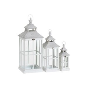 Set Of Three White Window Style Lanterns, ideal for enhancing decor and creating a cozy atmosphere. Shop now at www.louisandhenry.co.uk.