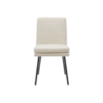 LAUREL Ivory Dining Chair featuring plush ivory upholstery and elegant curved black metal legs, dimensions 450x620x865mm, perfect for modern dining rooms.