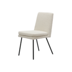 LAUREL Ivory Dining Chair featuring plush ivory upholstery and elegant curved black metal legs, dimensions 450x620x865mm, perfect for modern dining rooms.