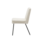 LAUREL Ivory Dining Chair featuring plush ivory upholstery and elegant curved black metal legs, dimensions 450x620x865mm, perfect for modern dining rooms.