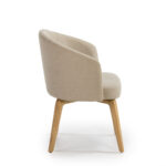 OROS Beige Upholstered Dining Chair with ash wood legs and premium fabric upholstery.