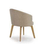 OROS Beige Upholstered Dining Chair with ash wood legs and premium fabric upholstery.