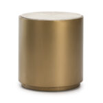 Camden Round Side Table with gold finish and white wooden star inlay, measurements 55x55x61 cm, modern accent table.