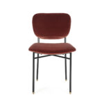 Belmond Red Velvet Dining Chair with gold-tipped black metal legs and padded velvet seat.