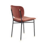 Belmond Red Velvet Dining Chair with gold-tipped black metal legs and padded velvet seat.