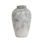 Aged Stone Tall Ceramic Vase - 45 cm tall, elegantly finished in a stone effect, ideal for displaying faux flowers or as a decorative accent.