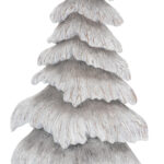 Handcrafted slim carved wood effect tree in resin, ideal for window and shelf decoration during Christmas.