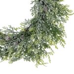 Snowy Pine Wreath with realistic pinecones and snow-dusted branches for festive décor.