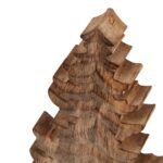 Natural wooden Christmas tree with visible grain texture – a minimalist decoration for holiday interiors.