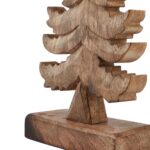 Natural wooden Christmas tree with visible grain texture – a minimalist decoration for holiday interiors.