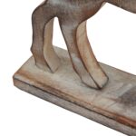 Rustic wooden reindeer decoration with whitewashed finish and rope detail, ideal for holiday décor.