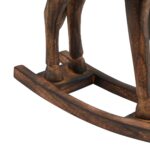 Classic brown wooden rocking horse, ideal for rustic or vintage-style decor.