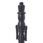 Minimalist black wooden nutcracker with sleek detailing and a matte finish, standing 50 cm tall – ideal for modern holiday decor.