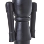 Minimalist black wooden nutcracker with sleek detailing and a matte finish, standing 50 cm tall – ideal for modern holiday decor.