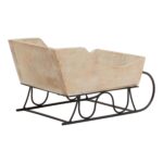 White-washed wooden decorative sleigh, perfect for rustic holiday displays.