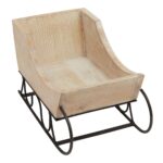 White-washed wooden decorative sleigh, perfect for rustic holiday displays.