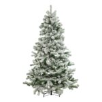 Large snowy pine tree with frosted branches, ideal for holiday decor.