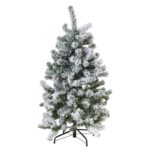 : Snowy Pine Tree with snow-dusted branches, 122 cm tall, ideal for winter decor and holiday displays.