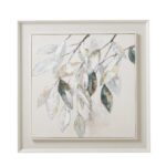 Dolce Mottle Leaf Framed Painting On Canvas, featuring stylized leaves in brown, gray, and white, perfect for creating a serene ambiance in any space.