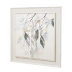 Dolce Mottle Leaf Framed Painting On Canvas, featuring stylized leaves in brown, gray, and white, perfect for creating a serene ambiance in any space.