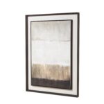 Extra Large Moderno Painting On Linen Mounted In Frame, showcasing horizontal bands of neutral colors that evoke an abstract landscape effect, perfect for modern interiors.