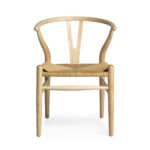 JESSA Dining Chair with a natural wood frame and handwoven rope seat, showcasing rustic elegance.